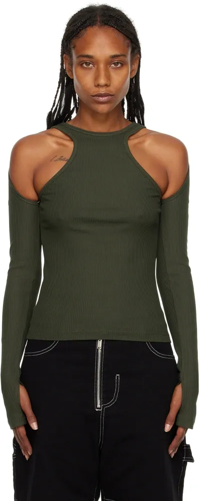 Dion Lee Green Shift Loop Long Sleeve T-shirt In Grün