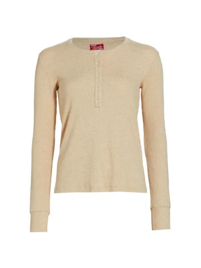 Fortela Coralie Button-front Henley Top In Natural