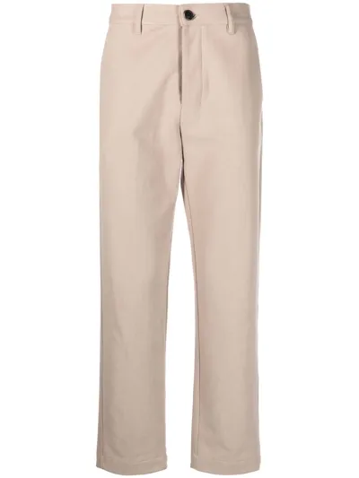 Ami Alexandre Mattiussi Ami Button Detailed Straight Leg Trousers In Beige