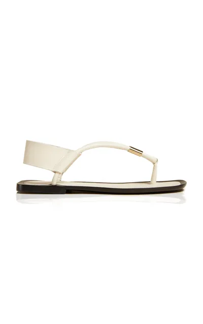 Khaite Devoe Embellished Leather Sandals In Off-white