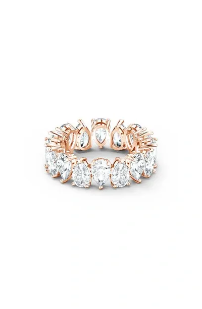 Swarovski Vittore Pear Cut Rose Gold Tone Plated Ring In White