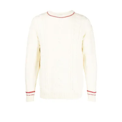 Marine Serre Neutral Cable-knit Wool Sweater In Neutrals