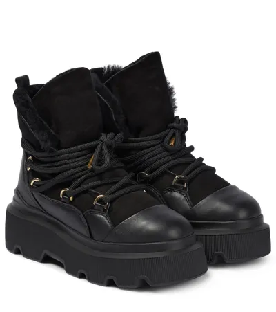 Inuikii Endurance Trekking Shearling Sneaker Boots In Black