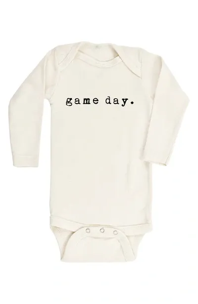 Tenth & Pine Kids' Game Day Long Sleeve Organic Cotton Bodysuit In Natural