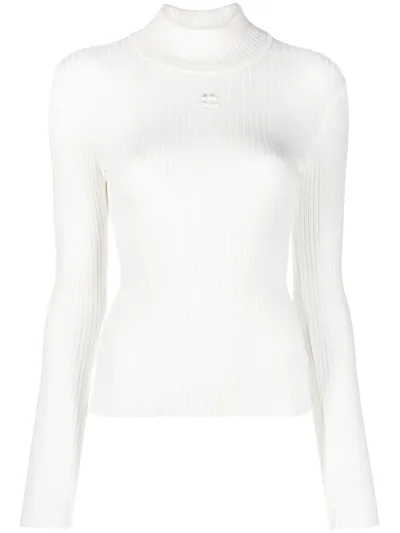 Courrèges Ribbed-knit Top In Bianco