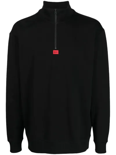 Hugo Durty Half Zip Sweatshirt Black In Black 001