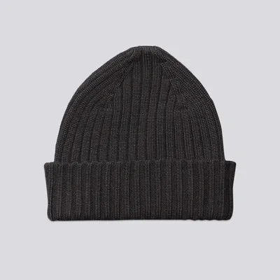 Asket The Ribbed Wool Beanie Black