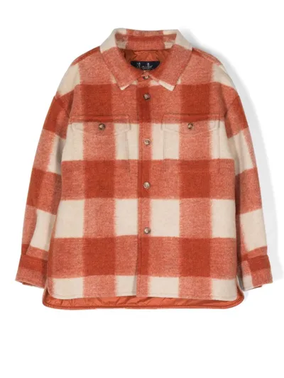 Il Gufo Kids' Check Shirt-jacket In Orange