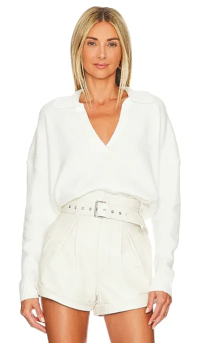 Central Park West Marti Polo Sweater In White