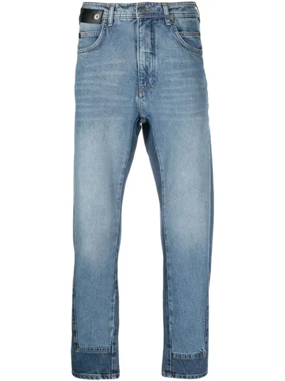 Neil Barrett Two-tone Straight-leg Jeans In Blue