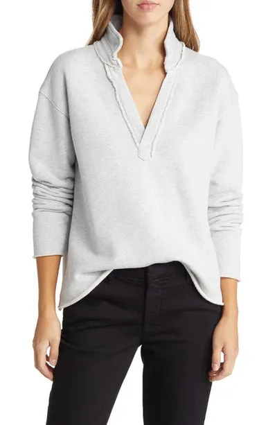 Frank & Eileen Collar Cotton Sweatshirt In Gray Melange