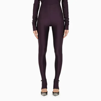 The Andamane Wine-coloured Leggings With Stirrups In Purple