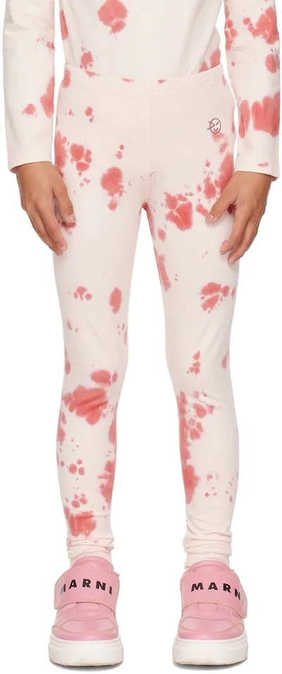 Wynken Kids Pink Luna Leggings In Soft Pink Tie Dye