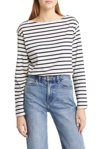 & Other Stories Breton Stripe Cotton Top In Black