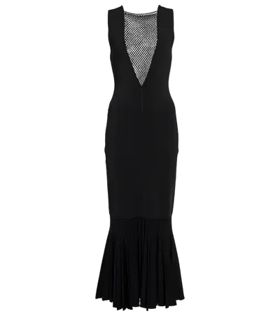 Galvan Erato Ribbed-knit Maxi Dress In Black