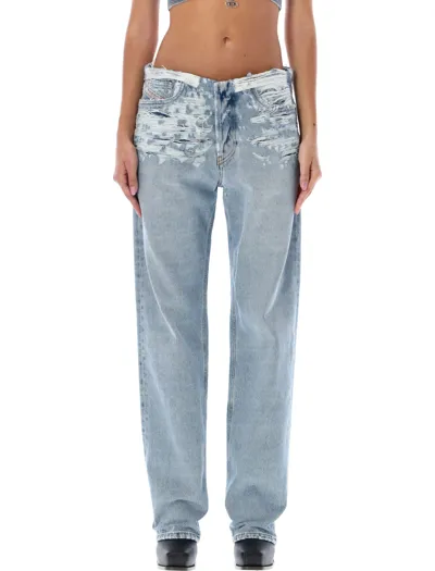 Diesel Mid-rise Ripped-detail Jeans In Blue