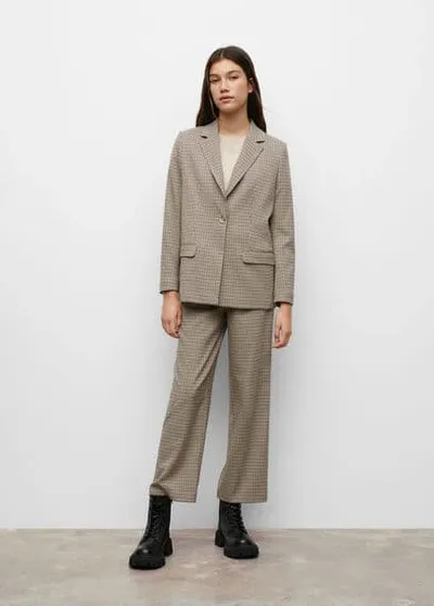 Mango Teen Check Suit Blazer Brown