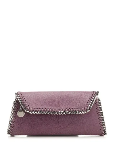 Stella Mccartney Falabella Logo Charm Clutch Bag In Purple