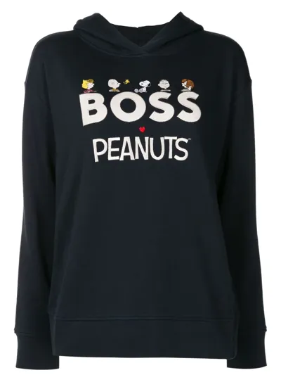 Hugo Boss X Peanuts Logo-print Hoodie In Blue