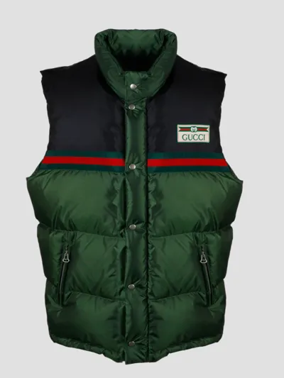 Gucci Nylon Satin Padded Vest In Green