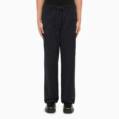 President's Ssense Exclusive Black Linen Leisure Trousers In Blue