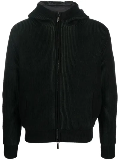 Moorer Virgin-wool Zip Up Jacket In Schwarz