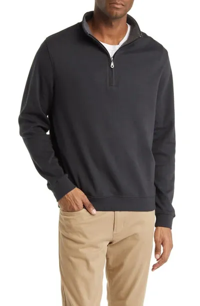 Scott Barber Pima Cotton Interlock Quarter Zip Pullover In Black