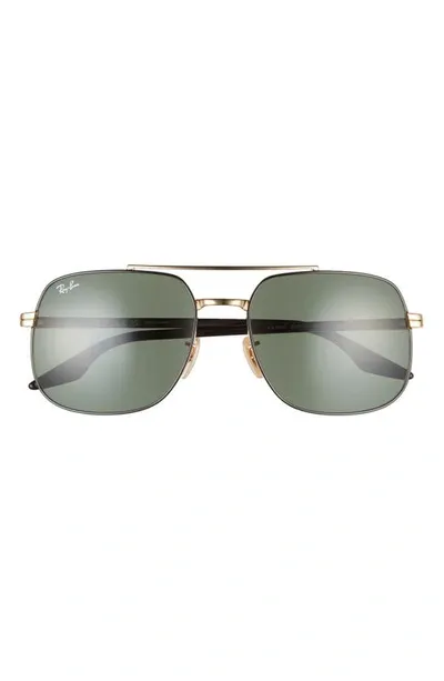 Ray Ban 59mm Polarized Aviator Sunglasses In Black