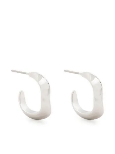 Bimba Y Lola Small Uneven Hoop Earrings In Silver