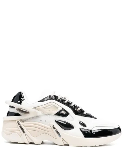 Raf Simons Multi-panel Lace-up Sneakers In White Black And Cream