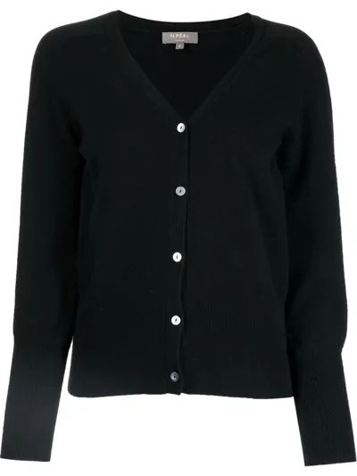 N•peal Fine-knit V-neck Cardigan In Black