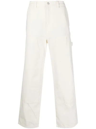 Stussy Logo-patch Wide-leg Jeans In Cream