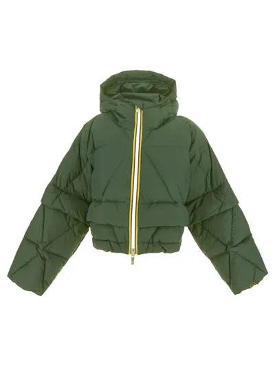 K-way Cropped Down Jacket In Green