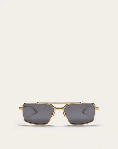 Valentino Garavani Valentino Vi - Rectangular Metal Frame Unisex Gold/brown To Gold Gradient 58