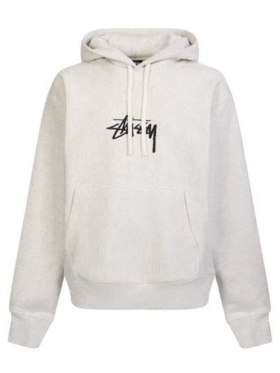 Stussy Light Green Stock Logo Hoodie In Grey