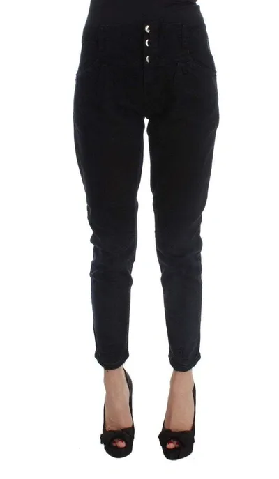 Costume National C'n'c  Cotton Slim Fit Cropped Jeans In Black