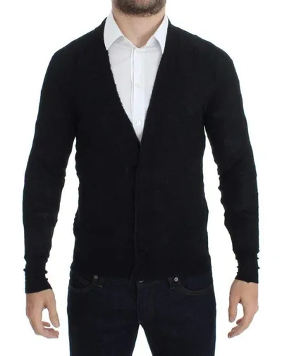 Costume National Fine Wool Button Men's Cardigan In Black