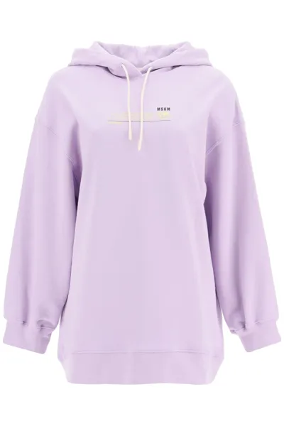 Msgm Logo Sweatshirt With Hoodie In Purple