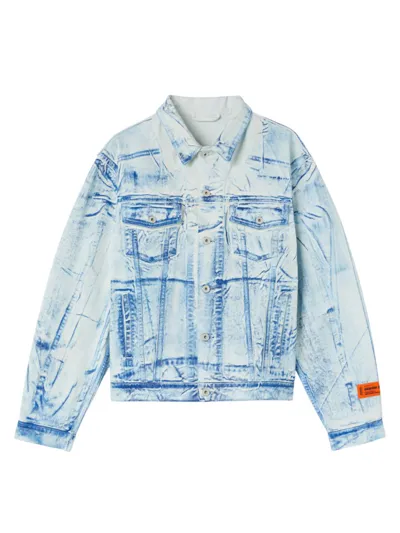 Heron Preston Overdyed Button-up Shirt Jacket In Vintage Blue