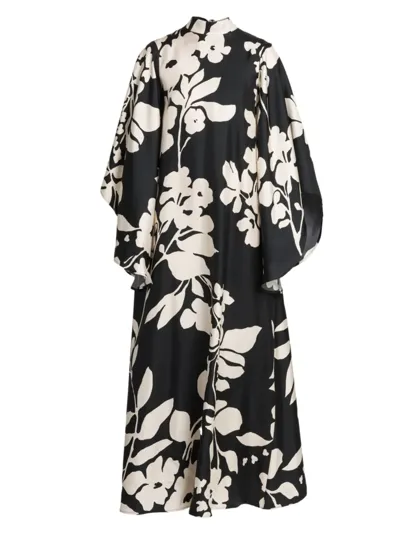 La Doublej Magnifico Silk Kimono-sleeve Maxi Dress In Winter Jasmine