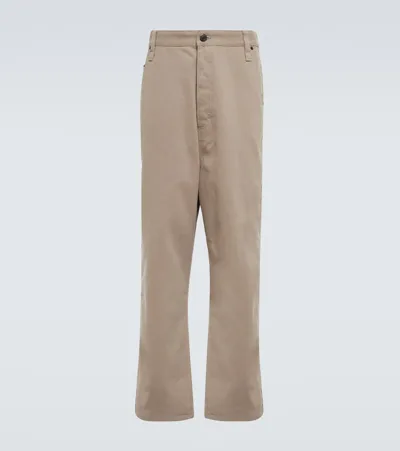 Ami Alexandre Mattiussi Straight Cotton Gabardine Pants In Beige