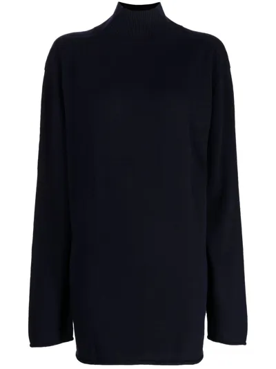 Y's Mock-neck Wool Jumper In Blue