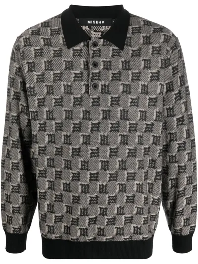 Misbhv Logo-jacquard Polo Jumper In Grey