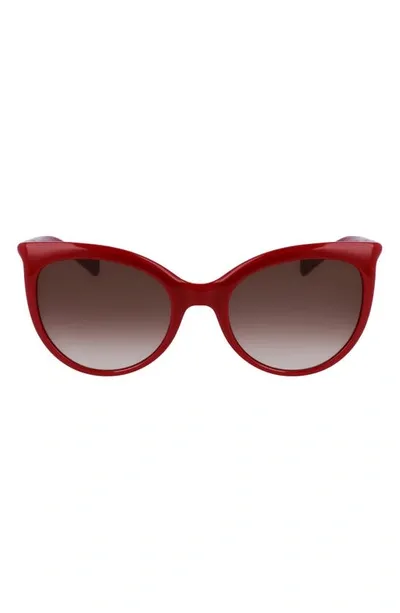 Longchamp Roseau 53mm Gradient Cat Eye Sunglasses In Red