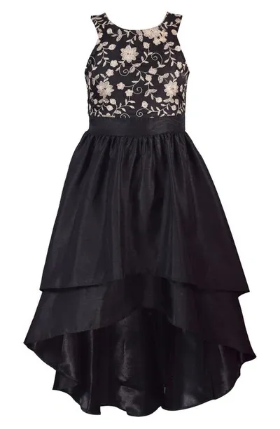 Iris & Ivy Kids' Embroidered Layered High-low Dress In Black