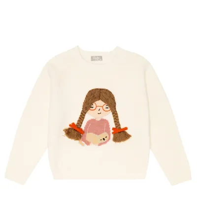 Il Gufo Kids' Embroidered Virgin Wool Sweater In Milk