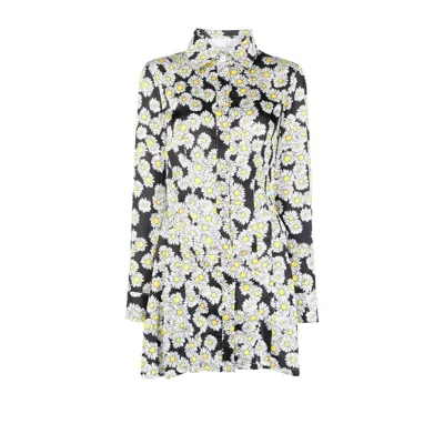 Natasha Zinko Daisy-print Pleated Shirt Dress In White