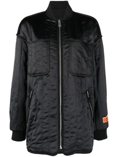 Heron Preston Quilted Satin Bomber Jacket In Schwarz