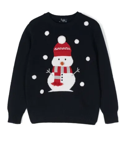 Il Gufo Snowman-knit Jumper In Blue