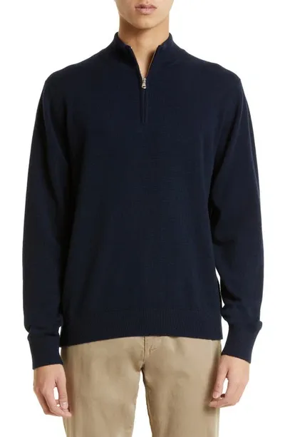 Sunspel Half Zip Cashmere Sweater In Navy